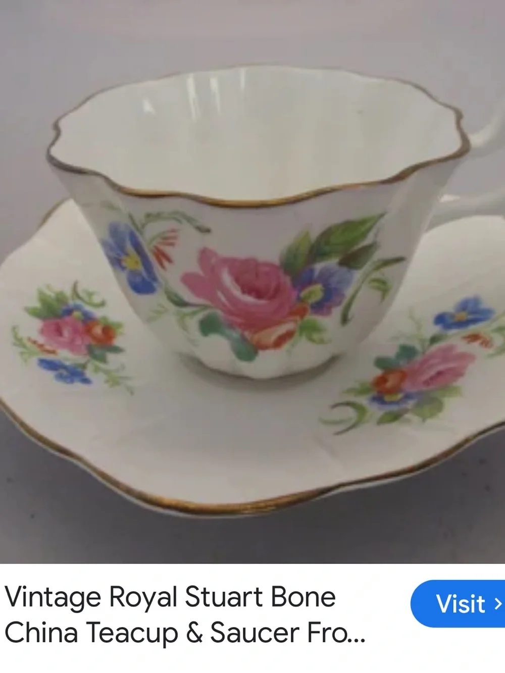 #2990**White Floral China Tea Cup and Saucer W/Gold Trim-Home Party Supplies